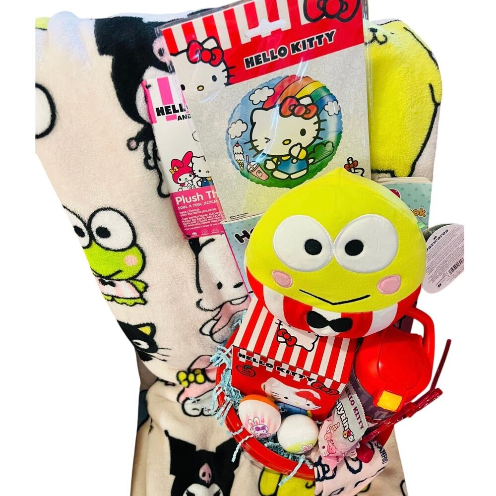 Hello Kitty Easter bundle with Burlington friends throw 50 70 soft Keroppi plush